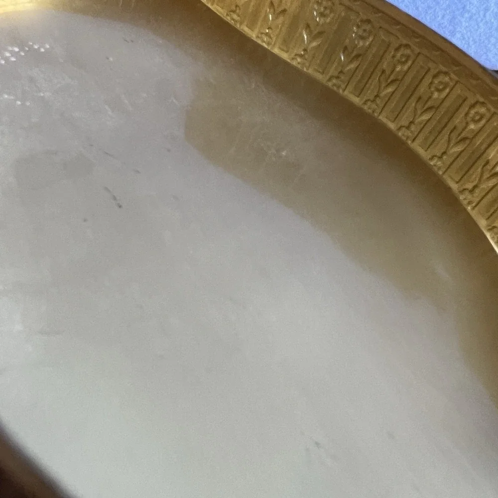 Apollo Studios Antique 24k Gold‎ Amber Glass Vanity Compact Powder Box